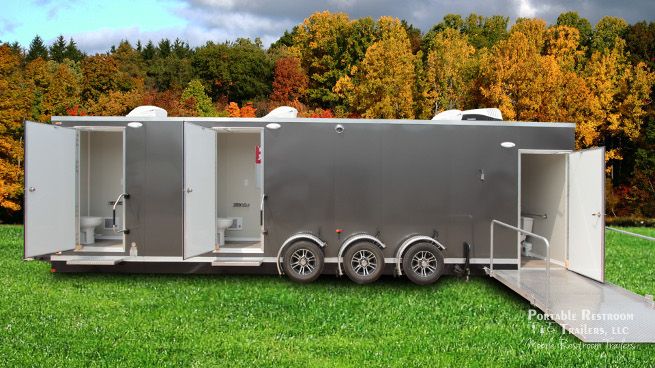 ADA Shower Trailer Portable Restrooms + 4 Station Combo | Oahu Series