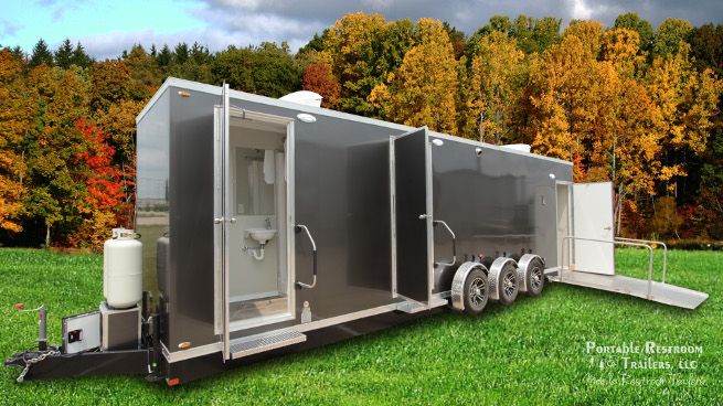 ADA Shower Trailer Portable Restrooms + 4 Station Combo | Oahu Series