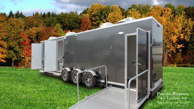 ADA Shower Trailer Portable Restrooms + 4 Station Combo | Oahu Series