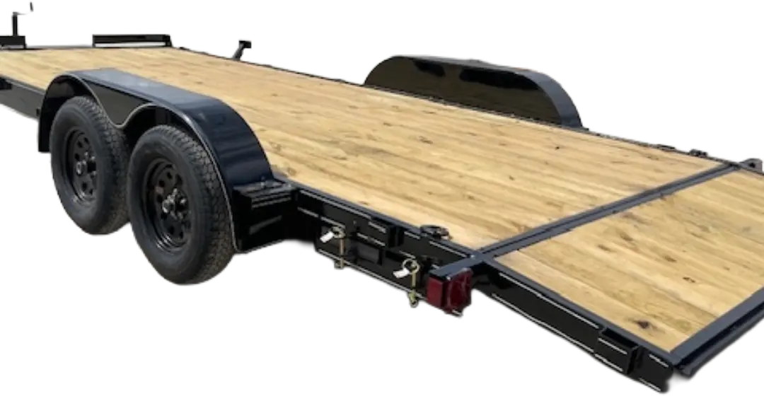8.5X24 Wood Floor Car Hauler W/ 2-5200LB Axles, Driveover Fenders 5' Foot Slide in Ramps 2027