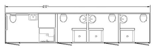 ADA Mobile Shower Restroom Combo + 3 Station Skid Unit | Oahu Series