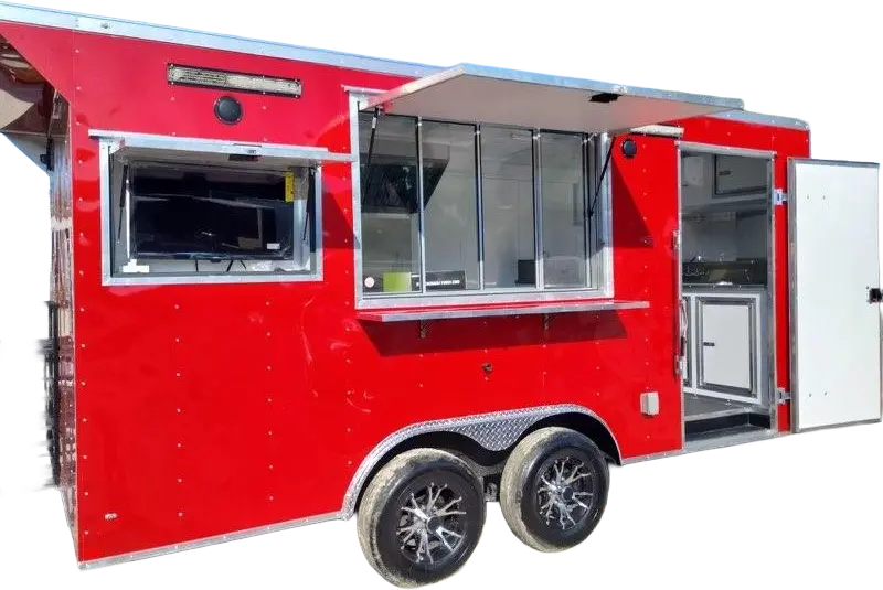 USED 8X12 Food Trailer W/ Hood Vent, Fire Suppression, Mini Split, Griddle, Charbroiler, 2 Burner Range, Deep Freezer, Sandwich Prep, Sink Pkg 2026 FUDT