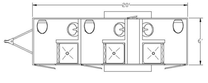3 Stall Shower Trailer Portable Restroom Combo – Electric