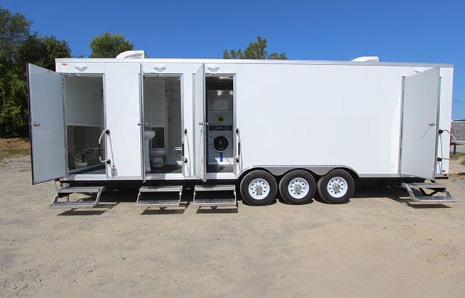 3 Station Shower Trailer / Restroom Combo with Laundry Suite