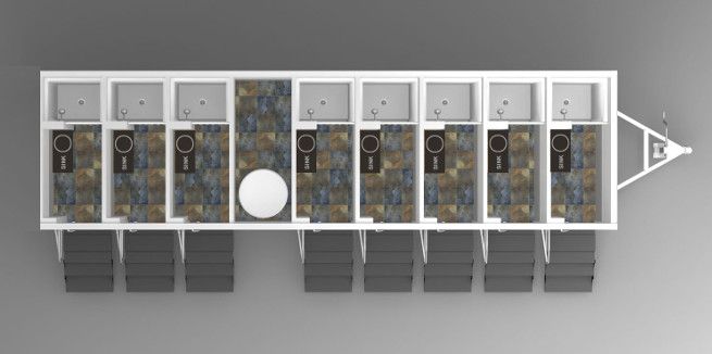 8 Station Shower Trailer | Classic Series - Private Floor Plan