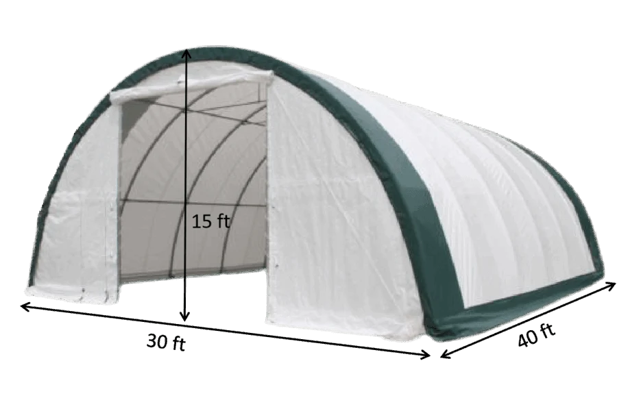 Single Truss Storage Shelter Fabric 30'x40'x15' PE 300g