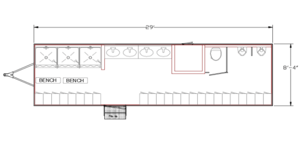 3 Station Shower Trailer Portable Restroom Locker Combo