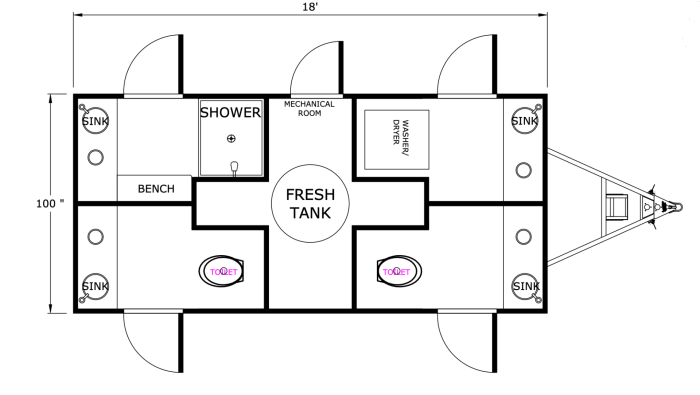 4 Station Shower Trailer with Restrooms and Laundry | Classic Series