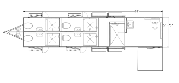 ADA Shower Trailer Portable Restrooms + 4 Station Combo | Oahu Series