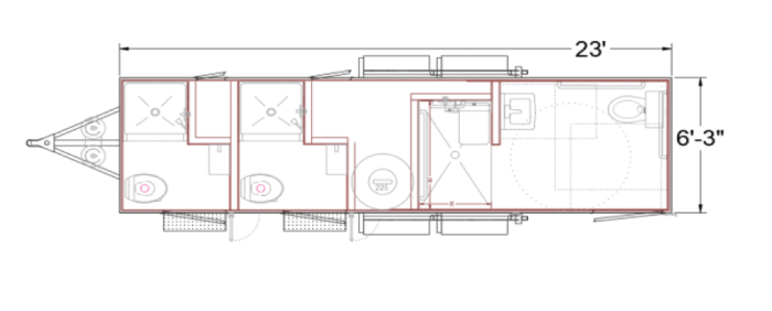 ADA + 2 Station Portable Restroom Shower Trailer Combo | Oahu Series