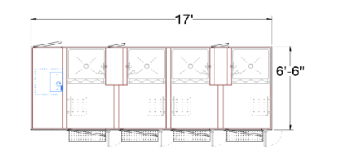 4 Station Shower Trailer Skid Unit | Oahu Series