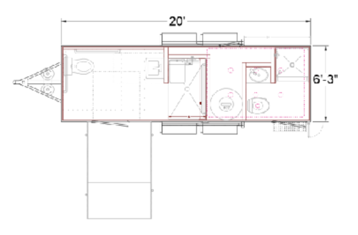 ADA Shower Trailer / Restroom + 1 Station Combo | Oahu Series